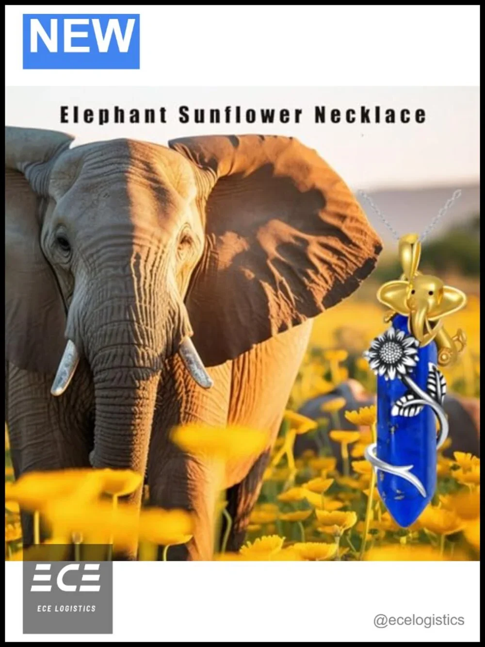 925 Sterling Silver Elephant Necklace Lapis Lazuli Reiki Pendant
